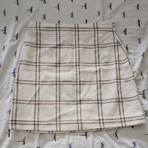 J. Crew Cream and Brown Plaid Mini Skirt